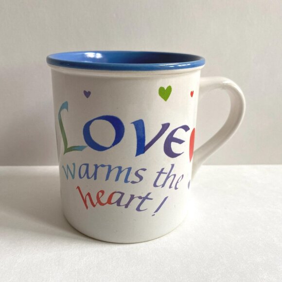 Love Warms The Heart 1991 Collectible Coffee Cup Janet Hoffberg Joanne Fink - Picture 1 of 6